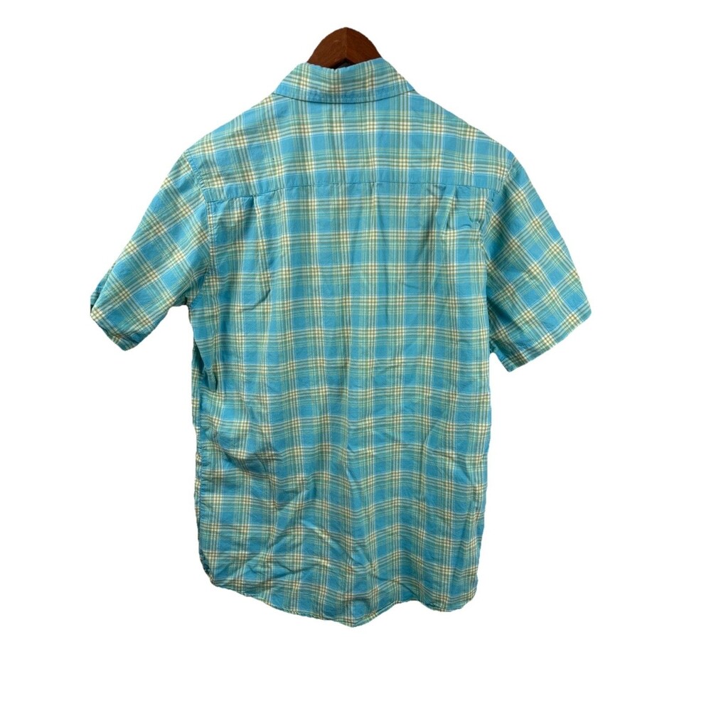 Carhartt Men's Plaid Cotton Button-Up Shirt Blue Yellow Short Sleeve Medium - Picture 2 of 6